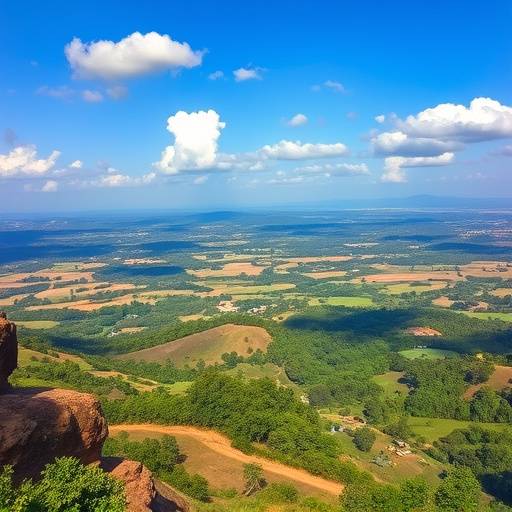 A panoramic view of the Ugandan landscape, showcasing its diverse terrain and natural beauty