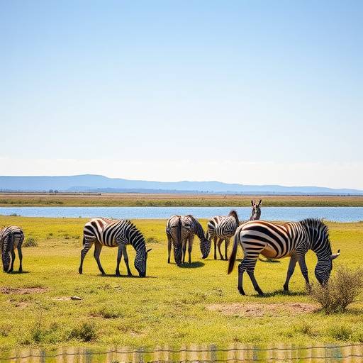 Zebras grazing in Lake Mburo National Park